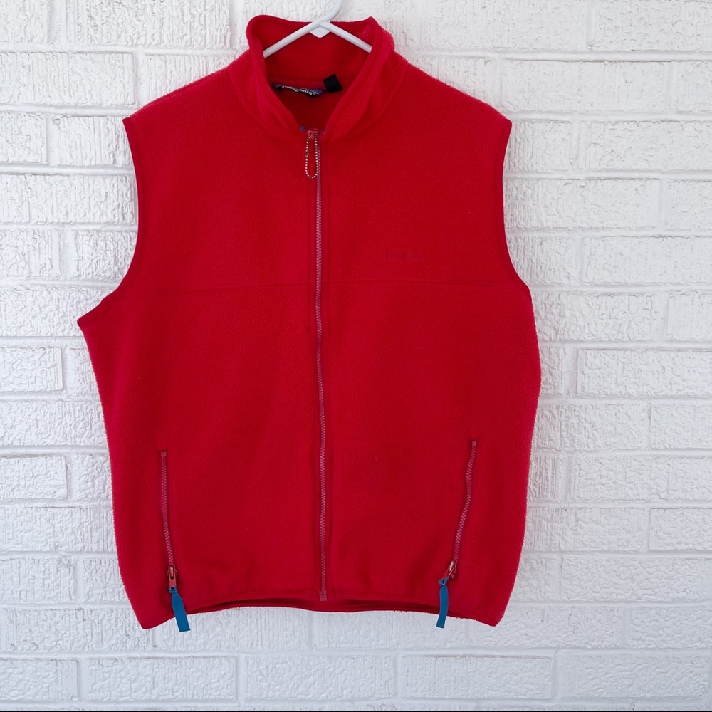 Patagonia Zip Up Vest Vintage Fleece Red Size Large USED